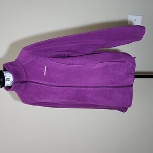 Purple Columbia Fleece Zip-Up Jacket With Zip Pockets & Adjustable Drawcord Hem